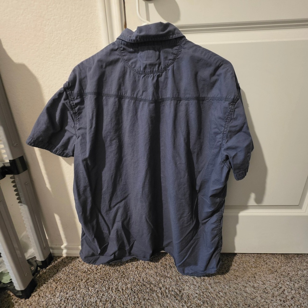 Converse One Star Mens XL Navy Blue Short Sleeve Western Snap Front Shirt Rugged - Picture 4 of 6